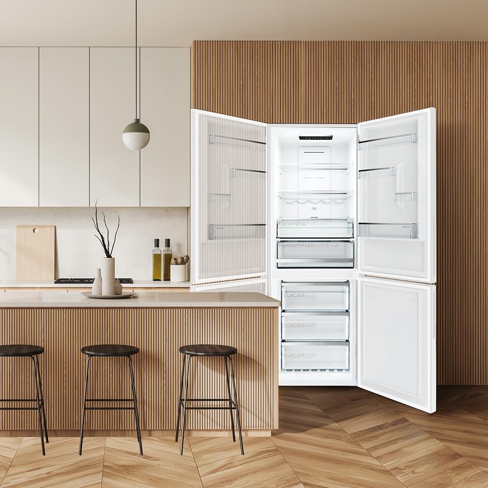Cecotec Frigorífico Combi Total No Frost de 356L Bolero CoolMarket Combi 356i White E. 200cm de Alto, 59,5 cm de Ancho, Clase E, Tecnología Multi Airflow, FreshnessFlex y HumidityFlex HUB, Blanco
