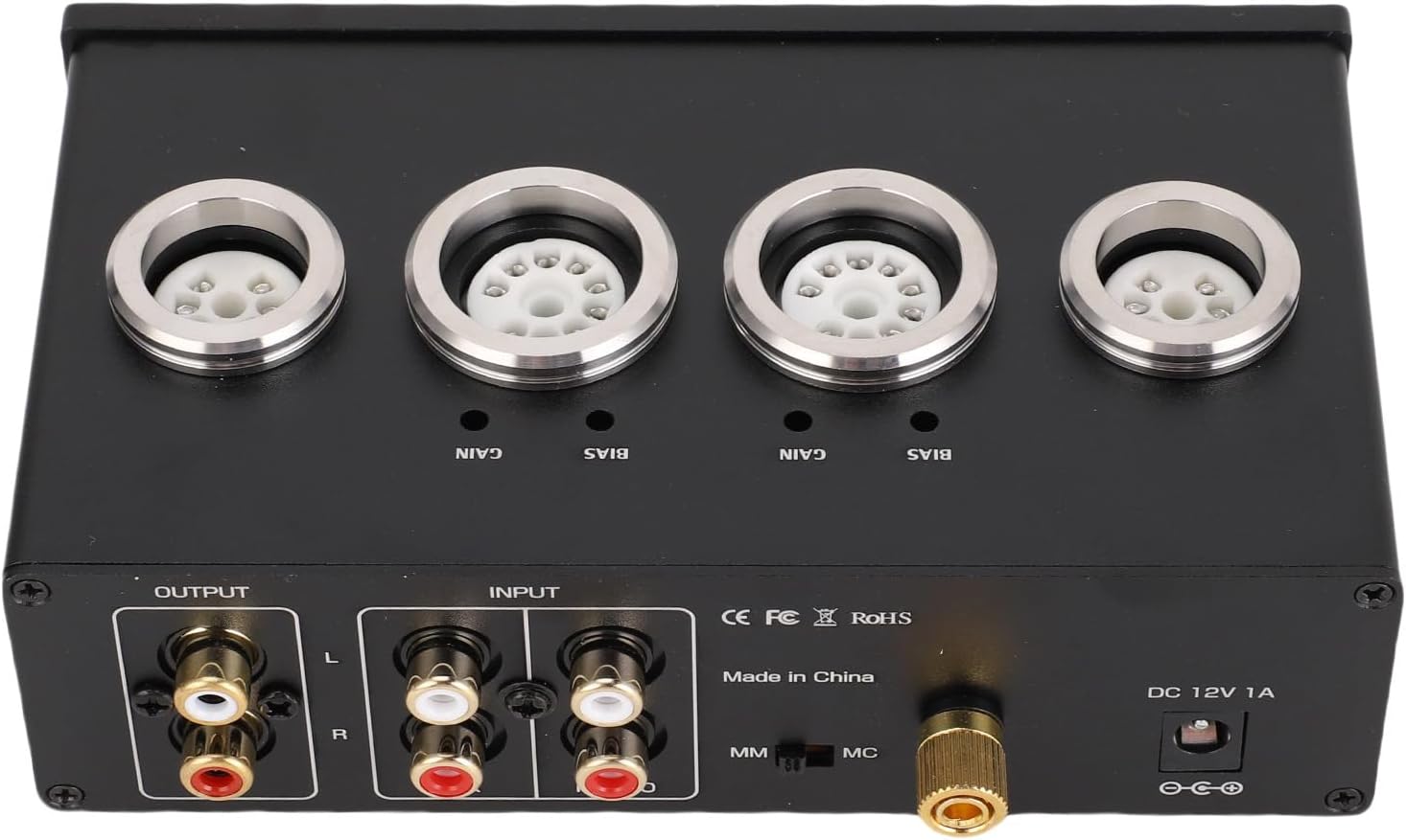 AUNMAS T9 Tube Phono Preamp, Stereo MM MC Preamplifier with Adjustable Backlit and Treble Bass Control, for Turntable Record Player Phone Tablet PC (US Plug 100‑240V)