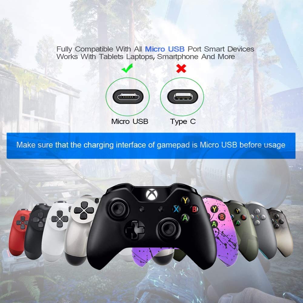Cable de carga para controlador PS4, paquete de 2 cables micro USB de 3 m, cable de sincronización de carga para Sony PlayStation 4/Dualshock 4, Microsoft Xbox One, Play and Charge, extralargo