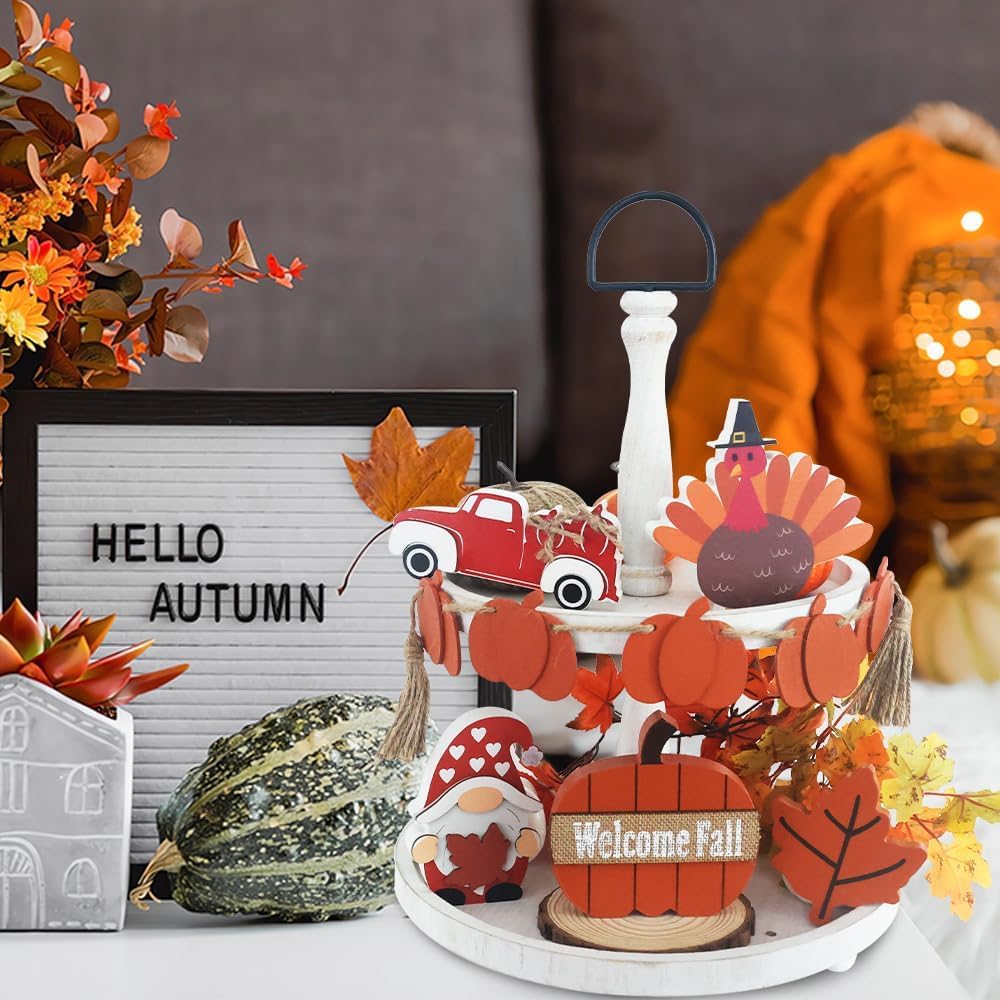 ASPMIZ Fall Decor Set - Truck With Pumpkins, Gnome & Wooden Signs, Farmhouse Thanksgiving Table Decor