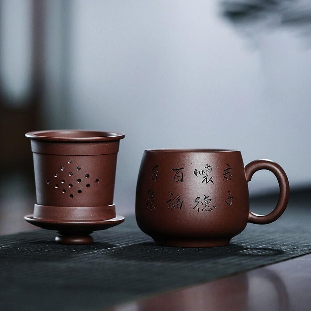 Tasse à thé Tasse à thé avec Couvercle filtrant intérieur, Tasse de Sable Violet, Tasse à thé de l'après-midi Faite à la Main, Tasse de Bureau 400 ML Tasses à thé réutilisables
