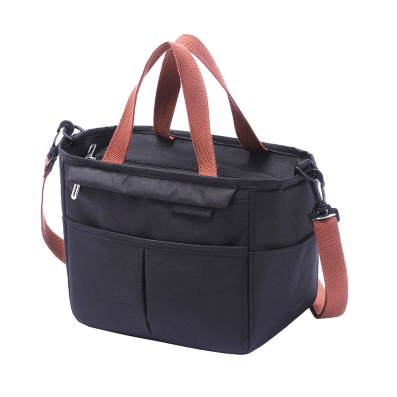 Un bolso más fresco, un bolso más fresco hermético de las mujeres del bolso del almuerzo, la bolsa de asas reutilizable del almuerzo del bolso del calentador de la comida (Color : Black)
