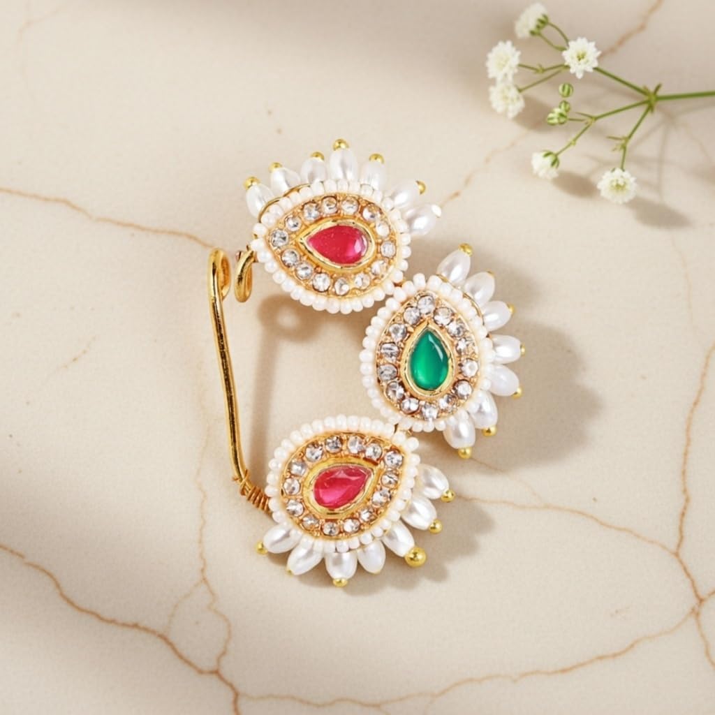 Efulgenz Indian Jewelry Nath Nathani Fake Nose Ring Pin Stud Jewelry