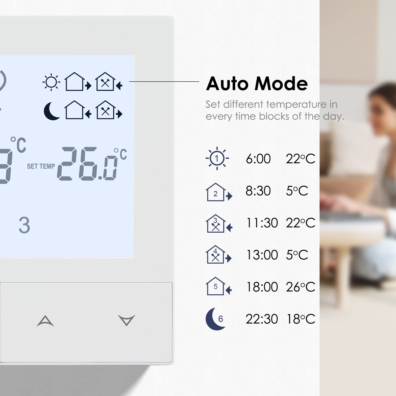 BEOK CONTROLS Elektryczny termostat grzewczy, termostaty pokojowe inteligentne programowalne tygodniowe cyfrowe do elektrycznego ogrzewania podłogowego TDS72-EP 16A