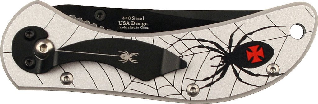 Montana, Black Frame w/Grey Scale Handle, Satin Blade, Plain