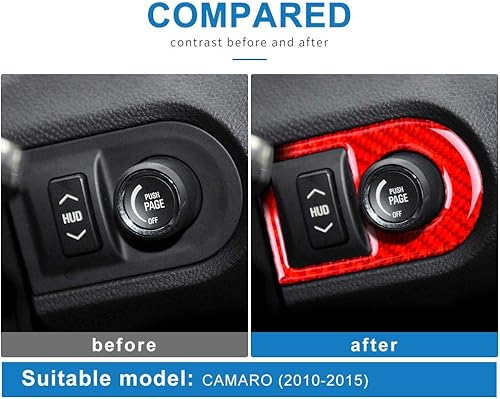 Miniatura 5 de AIRSPEED Adhesivo de fibra de carbono para interruptor de faros de coche, calcomanía interior compatible con Chevrolet Camaro 2010-2015 Accesorios