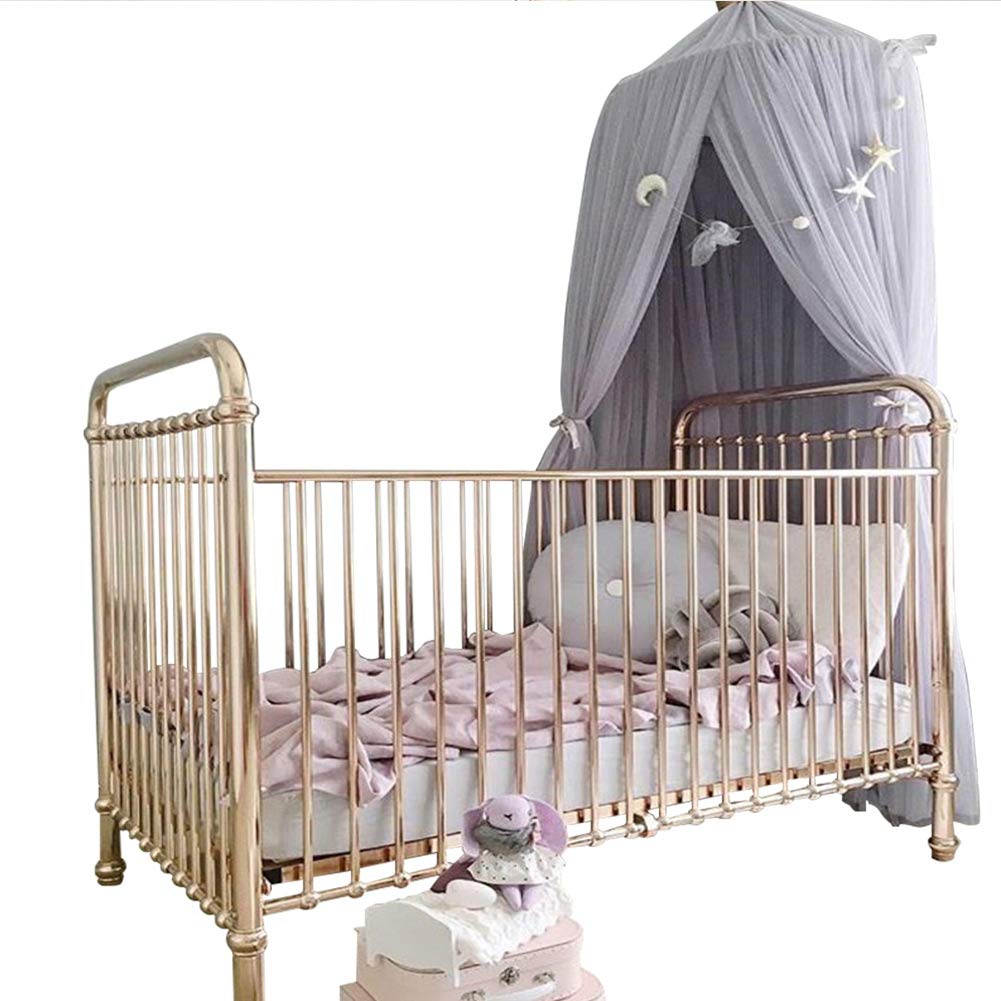 Dioche Net Bed Canopy for Girls, Elegant Color Home Mesh Net, Children Bed Canopy Netting Kid Baby Bedroom (Grey)