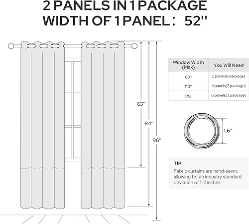 Miniatura 9 de HOMEIDEAS Cortinas opacas 100% verde salvia para dormitorio, cortinas de lino de 63 pulgadas de largo, 2 paneles para sala de estar, lino sintético,