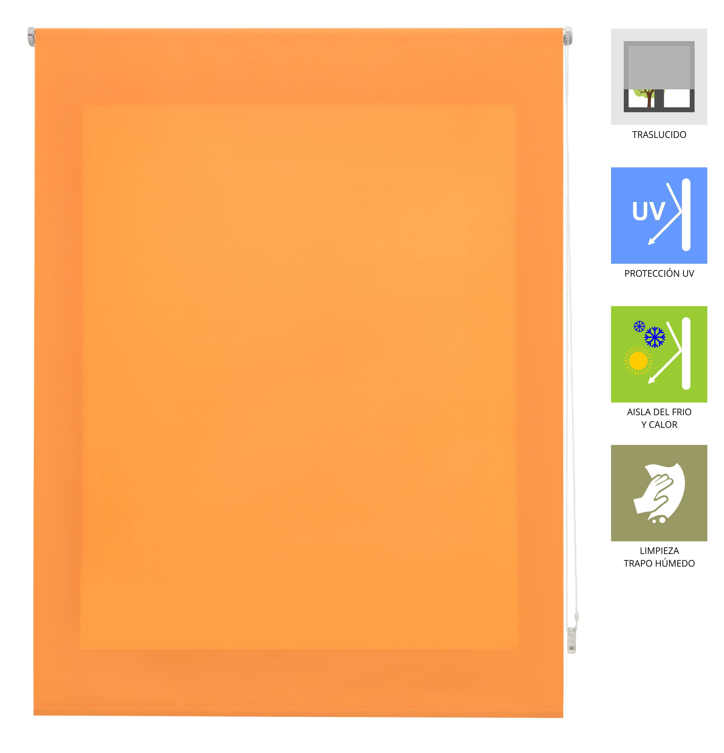 Store Enrouleur translucide uni de qualité supérieure 180 x 250 cm - Store Enrouleur translucide Orange - Store Enrouleur Transparent pour fenêtres 177 x 245 cm