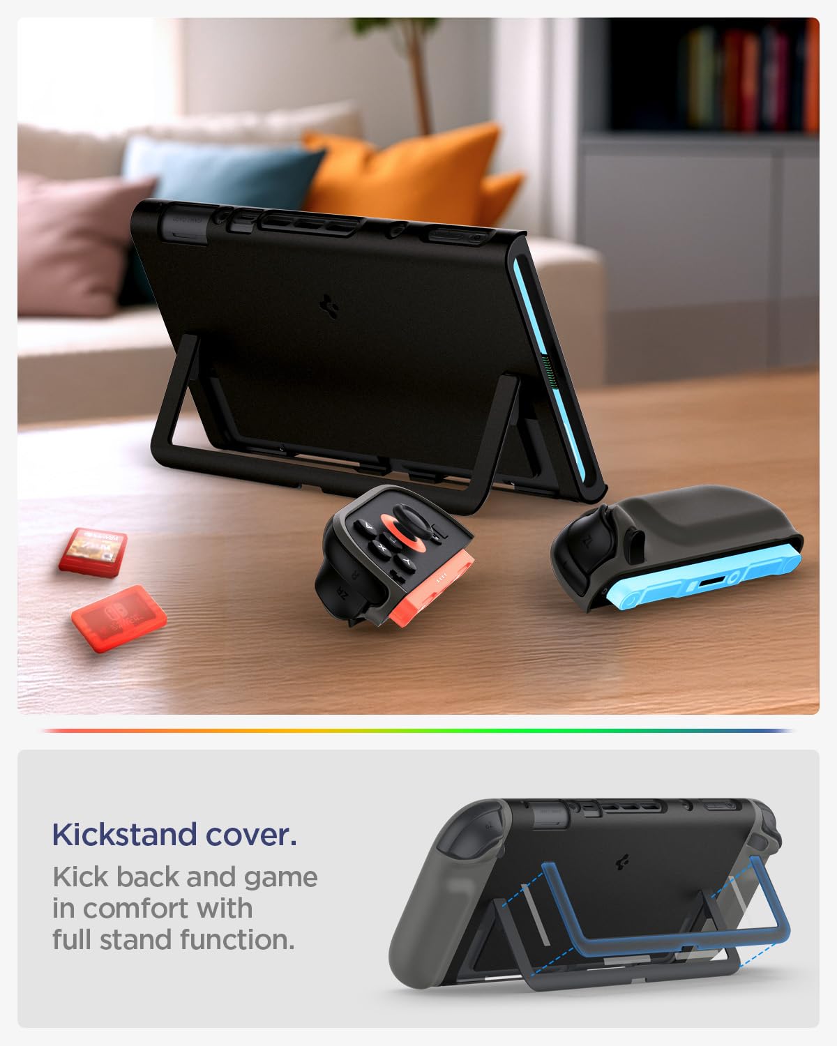 Spigen Nano Pop Coque Compatible avec Nintendo Switch 2 2025 Étui avec Support - Sésame Noir