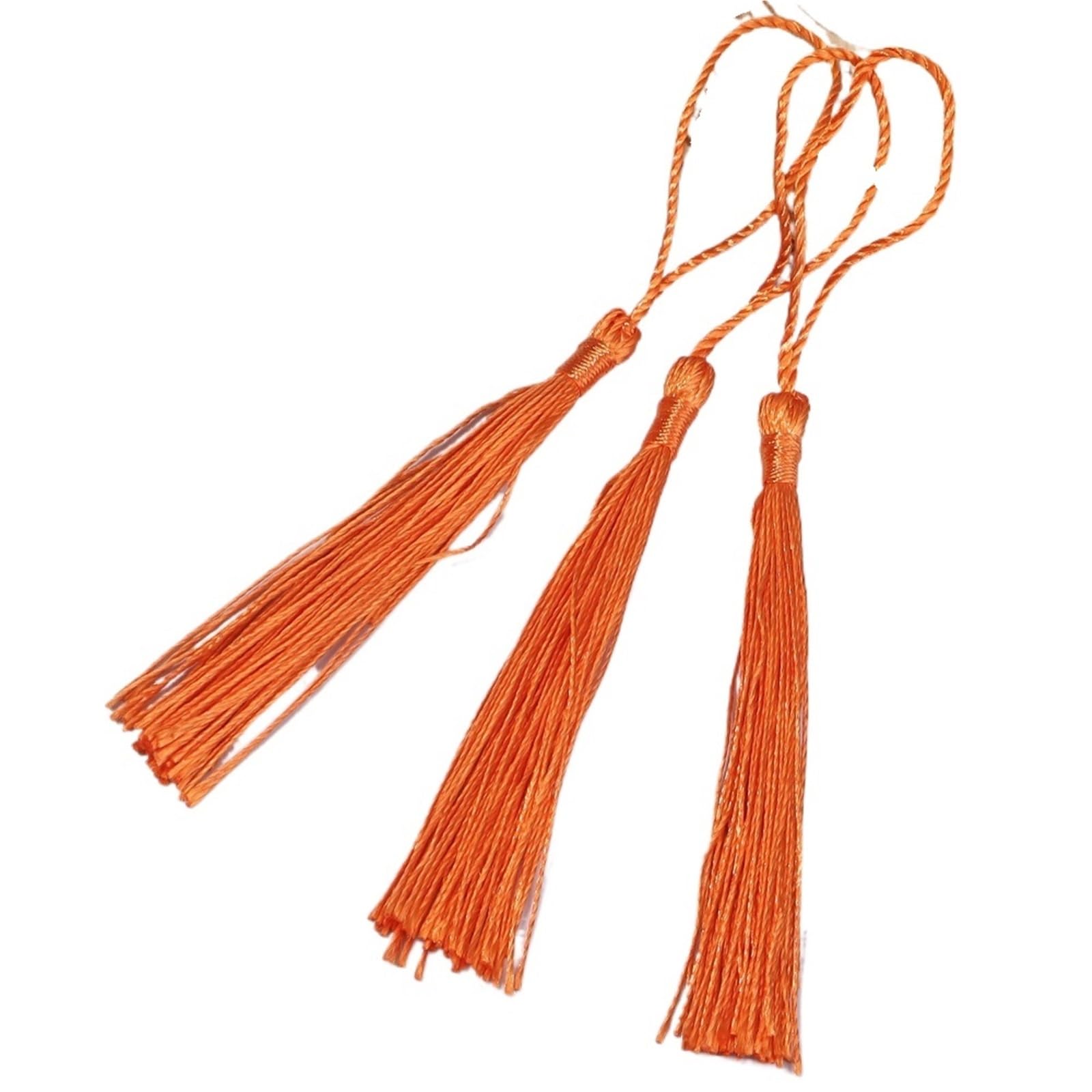 Mini Tassels 300pcs 13cm Hanging Rope Polyester Tassel Fringe Soft Flossy Tassel For DIY Bookmark Keychain Pendants Jewelry Making Accessories for Crafts(Orange)