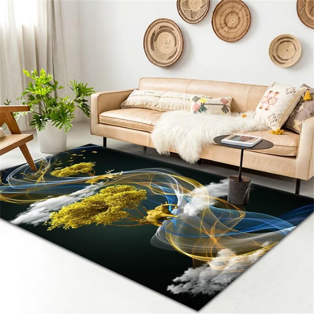 Tapis long couloir et cuisine bleu déco moderne 170x240cm pour sublimer votre intérieur lavable