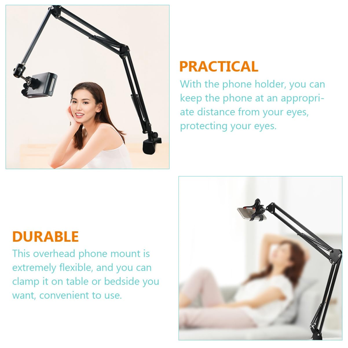 1juego Soporte De Teléfono Ajustable Brazo para Grabar Videos Soporte para Tablet y Móvil La Mesa o Cabecera para Ver Películas y Usos Hogar y Oficina