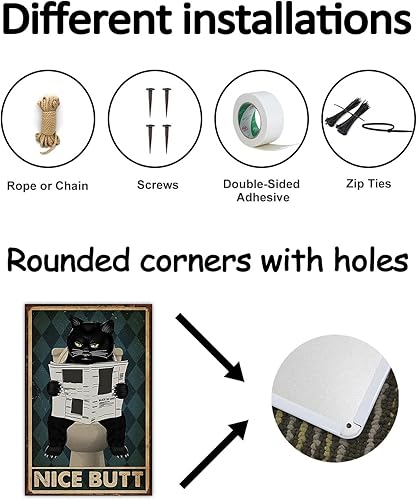 Miniatura 63 de Letrero de metal retro con texto en inglés "Are You Pooping Cat Cat", decoración de baño con texto en inglés "Are You Pooping", decoración del hogar