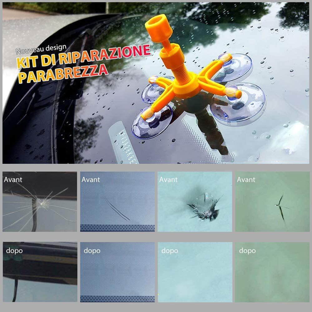 Manelord Auto Kit Riparazione Parabrezza con Resina Riparazione Parabrezza per Car Parabrezza Chips e Cracks