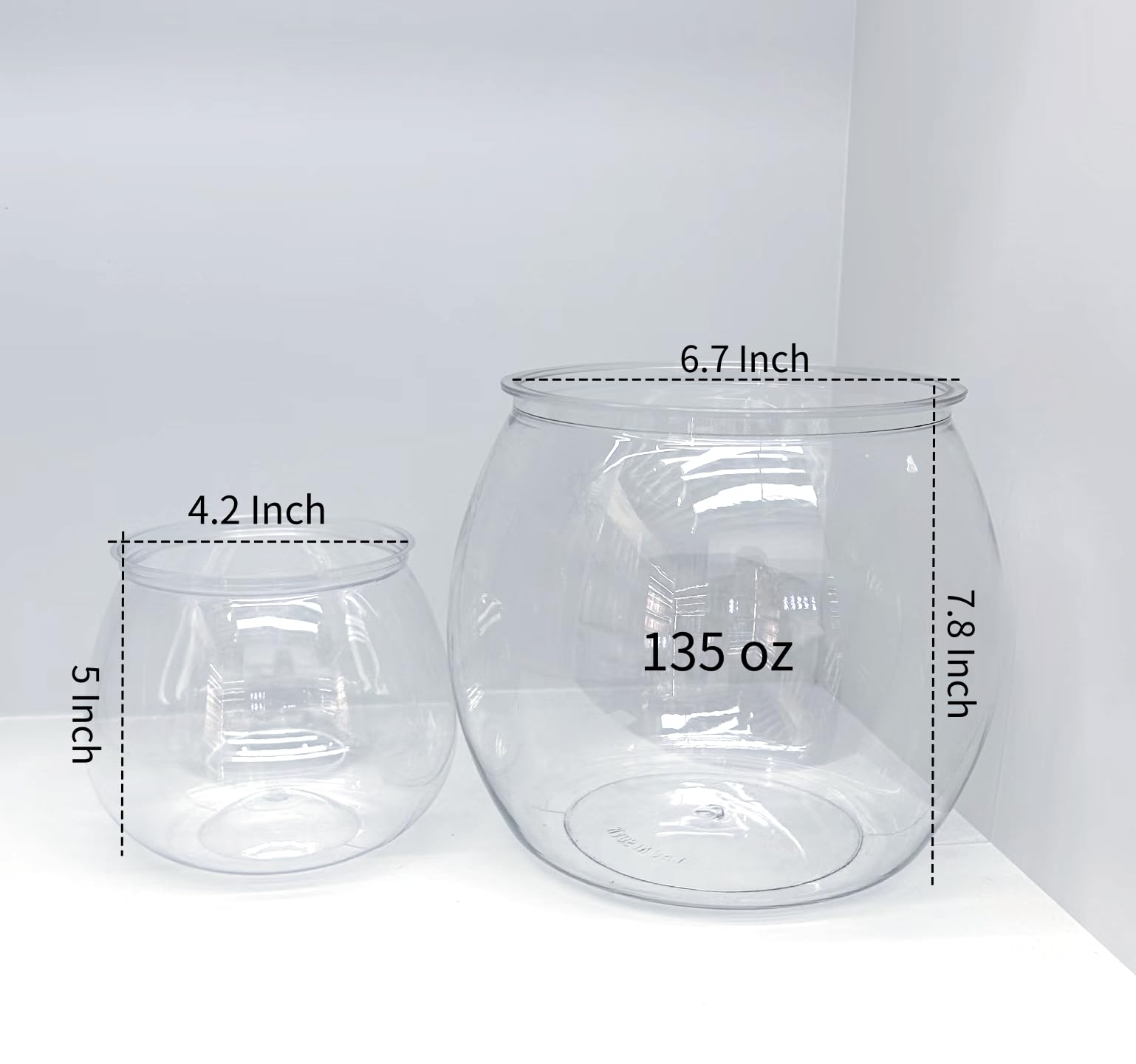 2pcs Plastic Fish Bowls Round Aquarium Clear Fish Tank Vase Pot for Candy Carnival Games, Prizes - Image 2