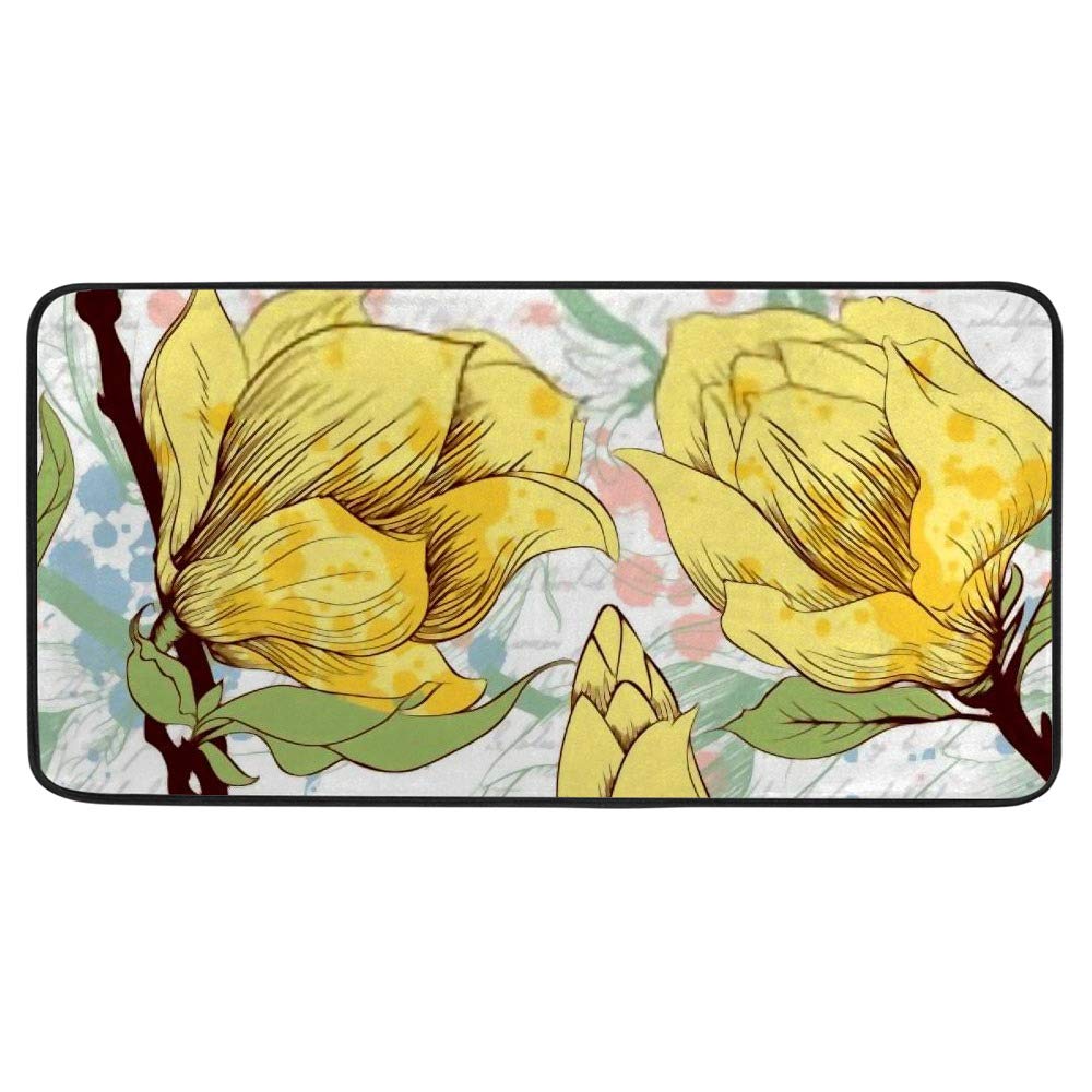 Tapis de cuisine 99x51 cm antidérapant confortable à fleurs