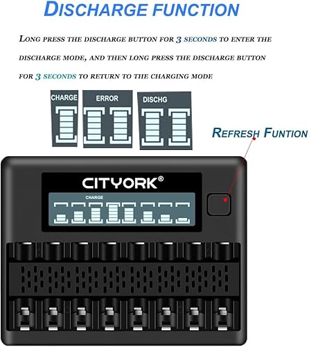 Miniatura 5 de Paquete de 8 baterías recargables AA con cargador, 3000 mAh de alta capacidad, doble A, Ni-MH, con 8 bahías LCD Smart AA AAA cargador de batería