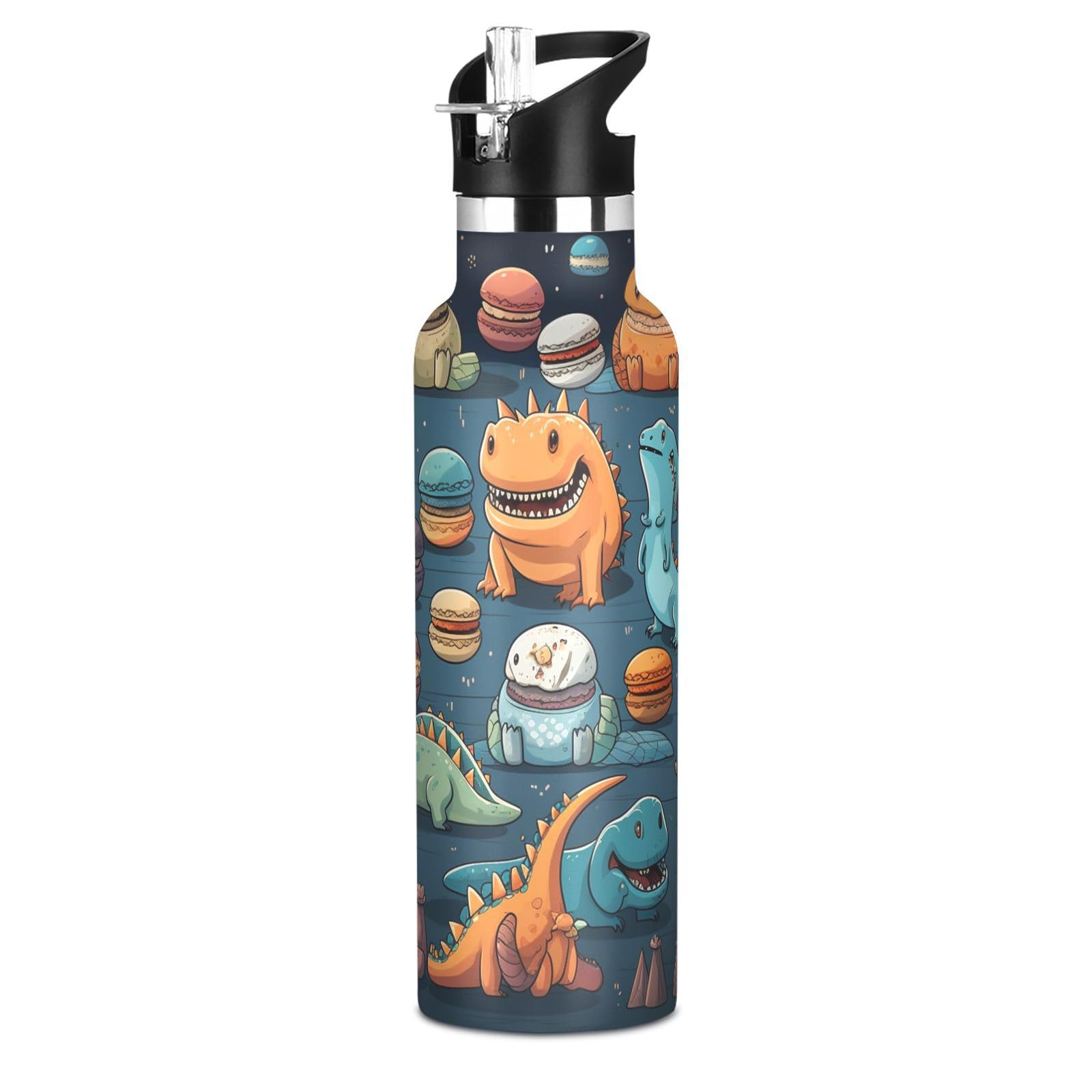 Kaaviyo Boys Pattern Cartoon Blue Green Dinosaurs Water Bottle Stainless Steel Jug Insulated Vacuum Cup For Girls(600Ml)