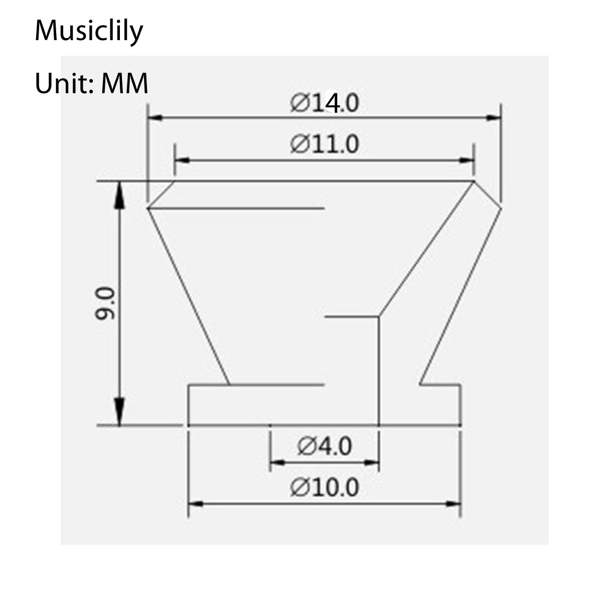 Musiclily Gitara Metalowe średnie przyciski mocujące do elektrycznego basu akustycznego, czarne (2 sztuki)
