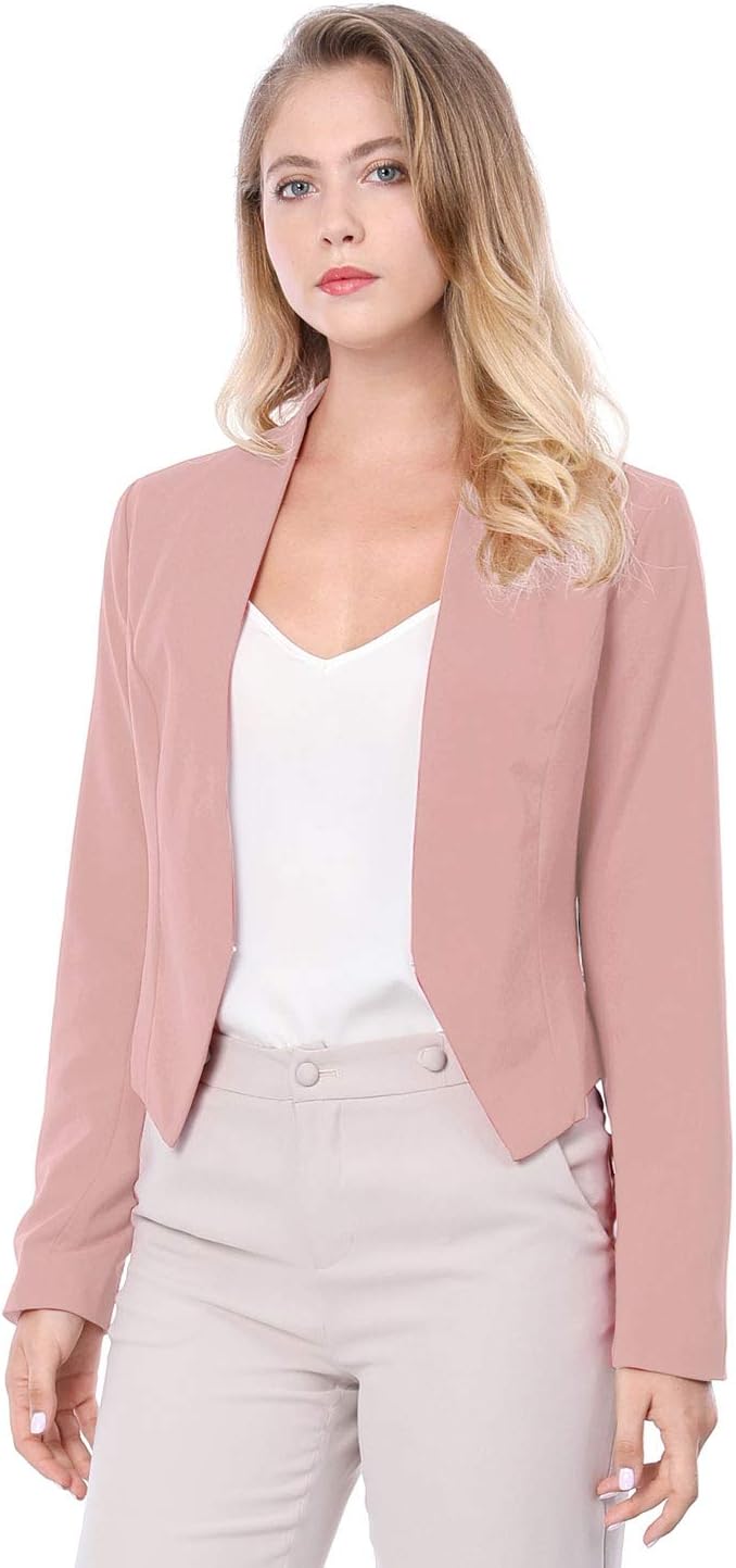 Allegra K Womens Collarless Cropped Blazer Business Casual Suit Jacket image 3