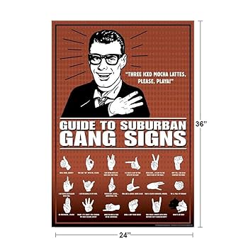 Amazon.co.jp: Guide to Suburban Gang Signs面白いポスター12 x