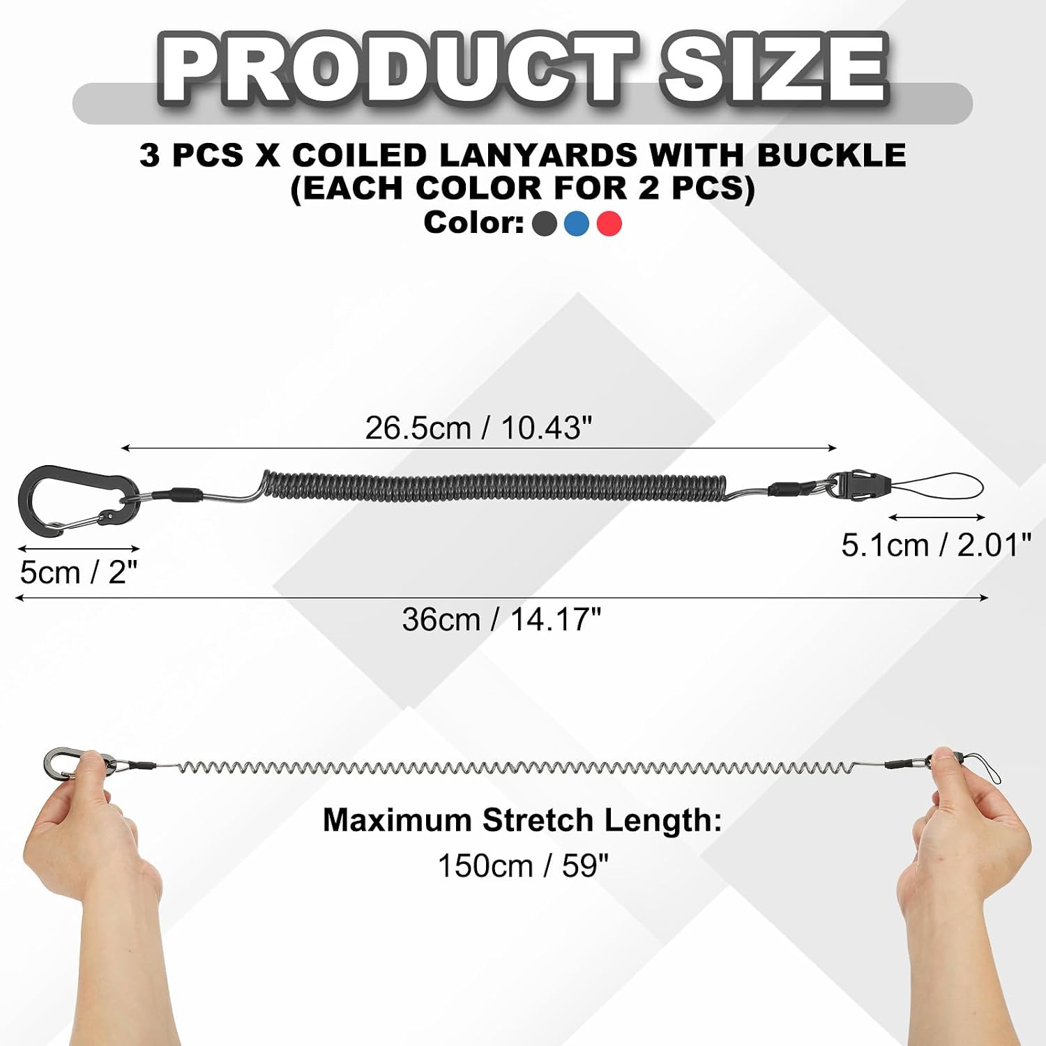 PATIKIL Coiled Lanyards with Buckle Retractable Safety Ring and Quick Release Detachable Buckle for Fishing Equipment