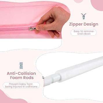 INFANS Bed Rail for Toddlers, 59 Foldable Safety Baby Crib Rail Fit for Kids Twin, Extra Long Swing Down Bed Guardrail for Convertible Crib, Queen, Full, King Mattress Side Guard (Pink)