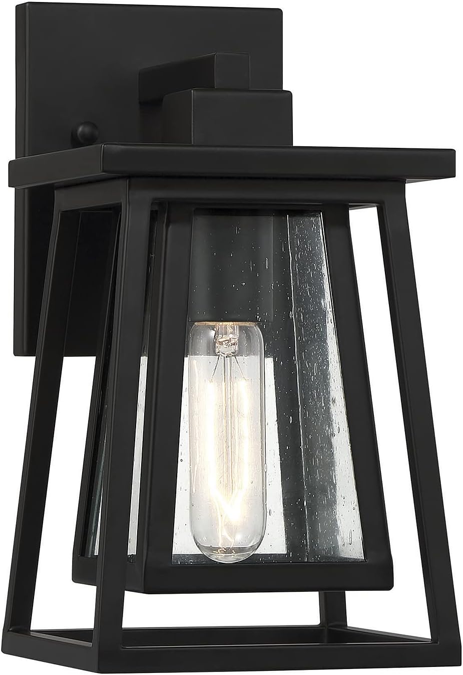 Savoy House 5-2020-BK Denver Mission Clear Seeded Glass Outdoor Wall Lantern, 1-Light 60 Watt, 11" H x 6" W, Matte Black