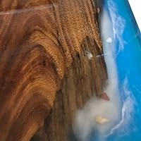 Vista 88 de Mesa de epoxi transparente, mesa de sofá con forma cuadrada, mesa auxiliar de resina de madera, mesa de centro de madera con borde natural para sala