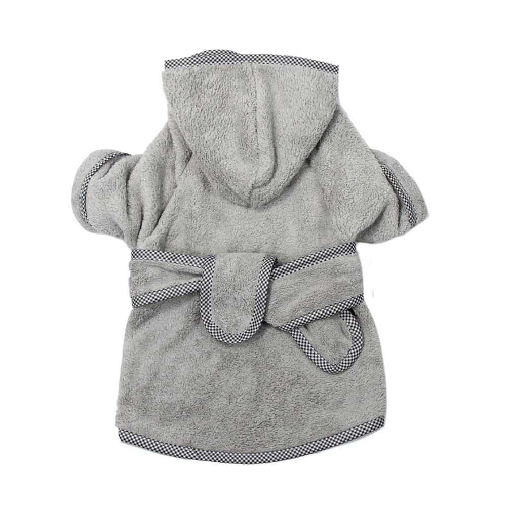 Dog Drying Coat Bathrobe Towel Warm Cat Pajamas Dressing Gown Microfiber Quickly Absorb Moisture Pet Bathrobe Fast Drying Dog Cat Puppy Towelling Robe Super Absorbent Pet Dog Bath Robe Towel Grey XL