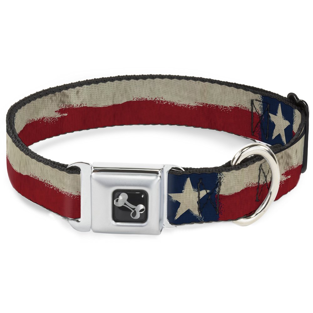 Collier pour chien boucle de ceinture de sécurité grand drapeau du Texas style vintage distressed