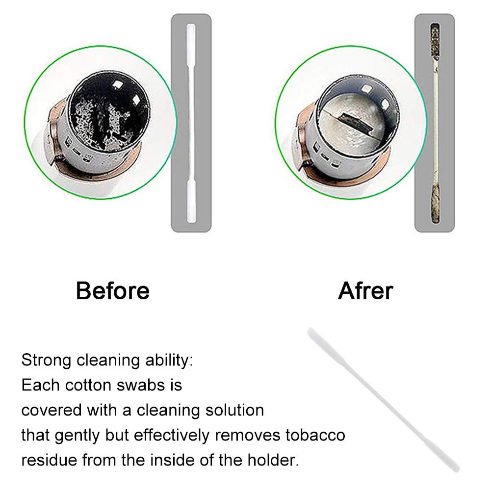 Baston de Algodon - WENTS 60 Pieza Algodón Mojado Alcohol Bastoncillos Bastoncillos De Limpieza Algodón de Doble Cabezal Clean Tool para IQOS 2.4 Plus para IQOS 3.0 Lil/LTN/HEETS/GLO