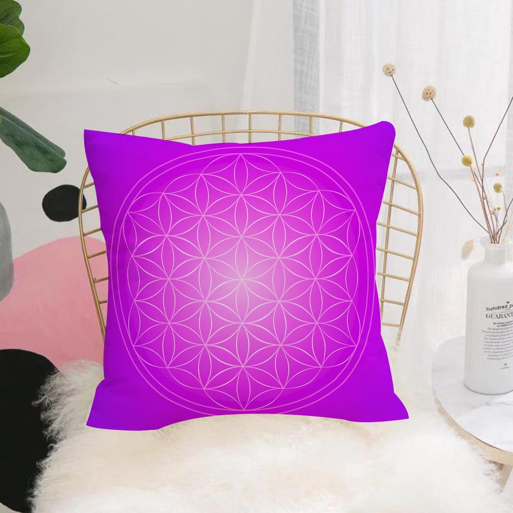 HYMSXW Cushion Cover,Throw Pillow Case Home Decorative for Living Room Bedroom Sofa Chair 20X20 Inch,Flower of life in vibrant psychedelic tones Love Soul Artisti,Pillowcase 50X50cm