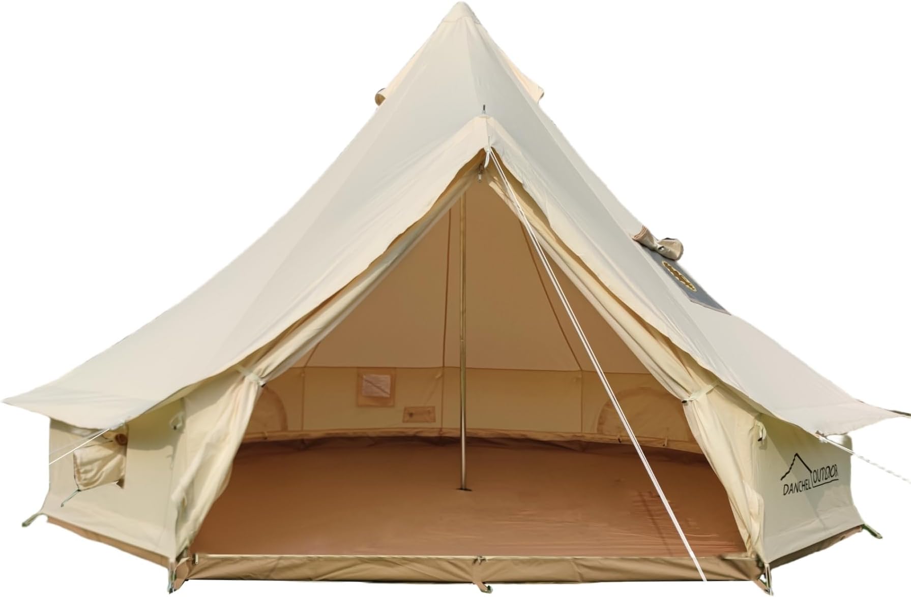 - DANCHEL OUTDOOR B5PRO 4 Season Canvas Tent with Stove Jack Camping, Waterproof Bell Tent with AC Port Yurt All Year Living, Luxury Glamping for 4/6/8 Person Hunting Party, 13ft/16.4ft/20ft