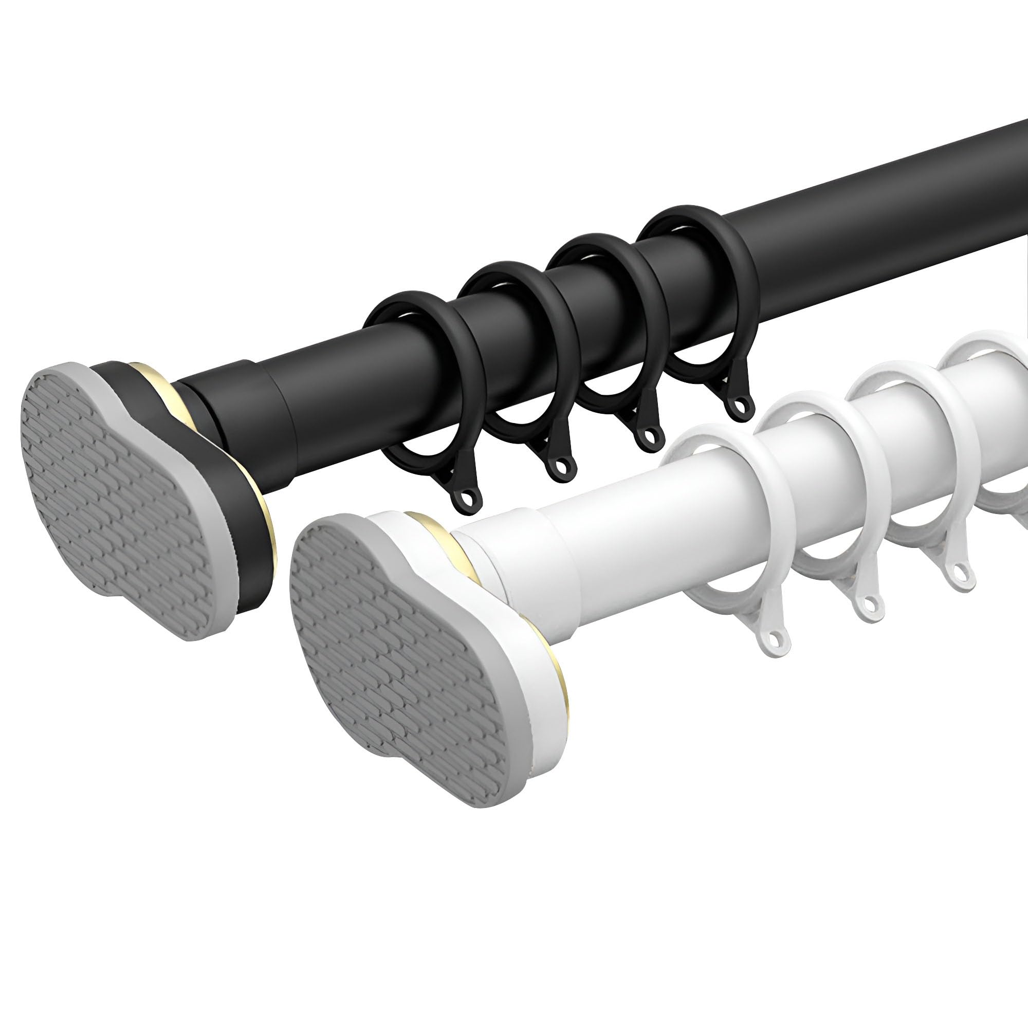 Bastoni Per Tende Retrattile, Asta Per Doccia Senza Foratura, Aste Telescopica Per Tende Per Bagno, Finestre, Cucina(Black,370-490cm)