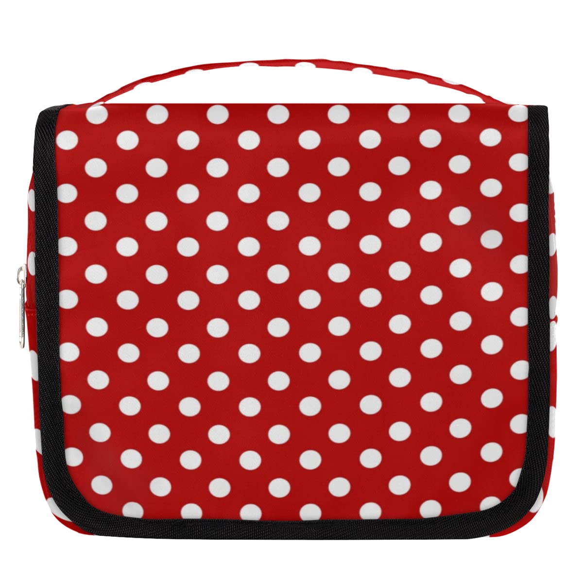 Polka Dots czerwona podróżna kosmetyczka w kropki torba do mycia torebka uniseks wiszące przybory toaletowe organizer na kosmetyki, wielobarwny, Jeden rozmiar