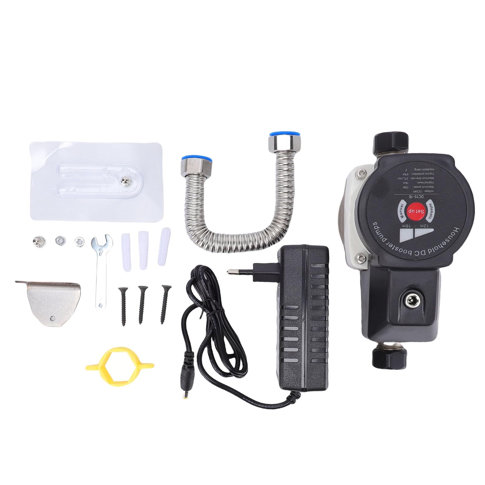 Topiky Bomba de Refuerzo de Ducha 70W 428GPH Salida de Entrada de 1/2 Pulgada, Bomba de Refuerzo de Presión de Agua Silenciosa con Tubo Corrugado para Inodoro de Lavabo Doméstico (Enchufe de la UE