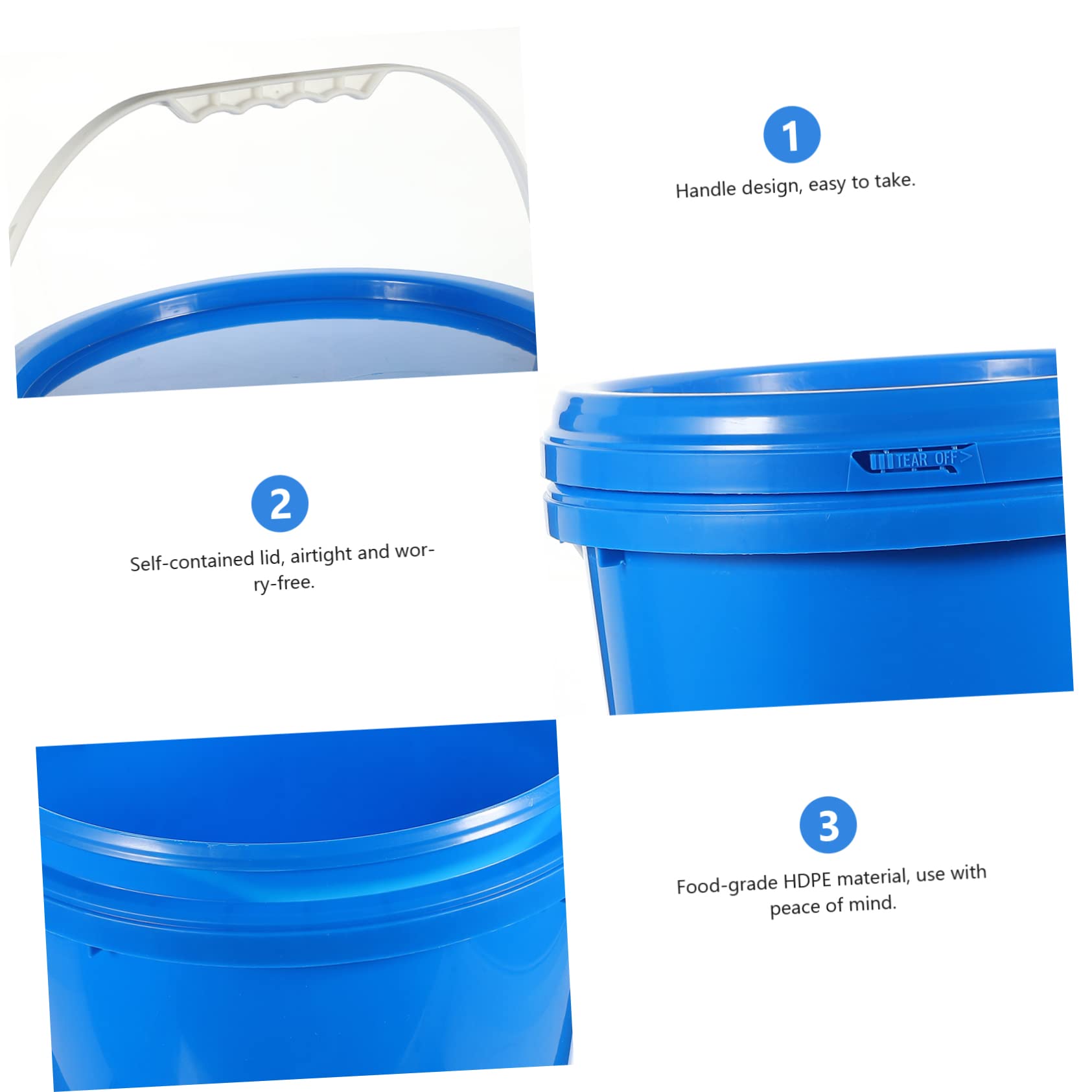 Cubo de Pintura Redondo de 10l con Tapa, Hdpe Azul | Alta Resistencia y Diseño con Asa, para Almacenamiento Diario y Embalaje de Pintura