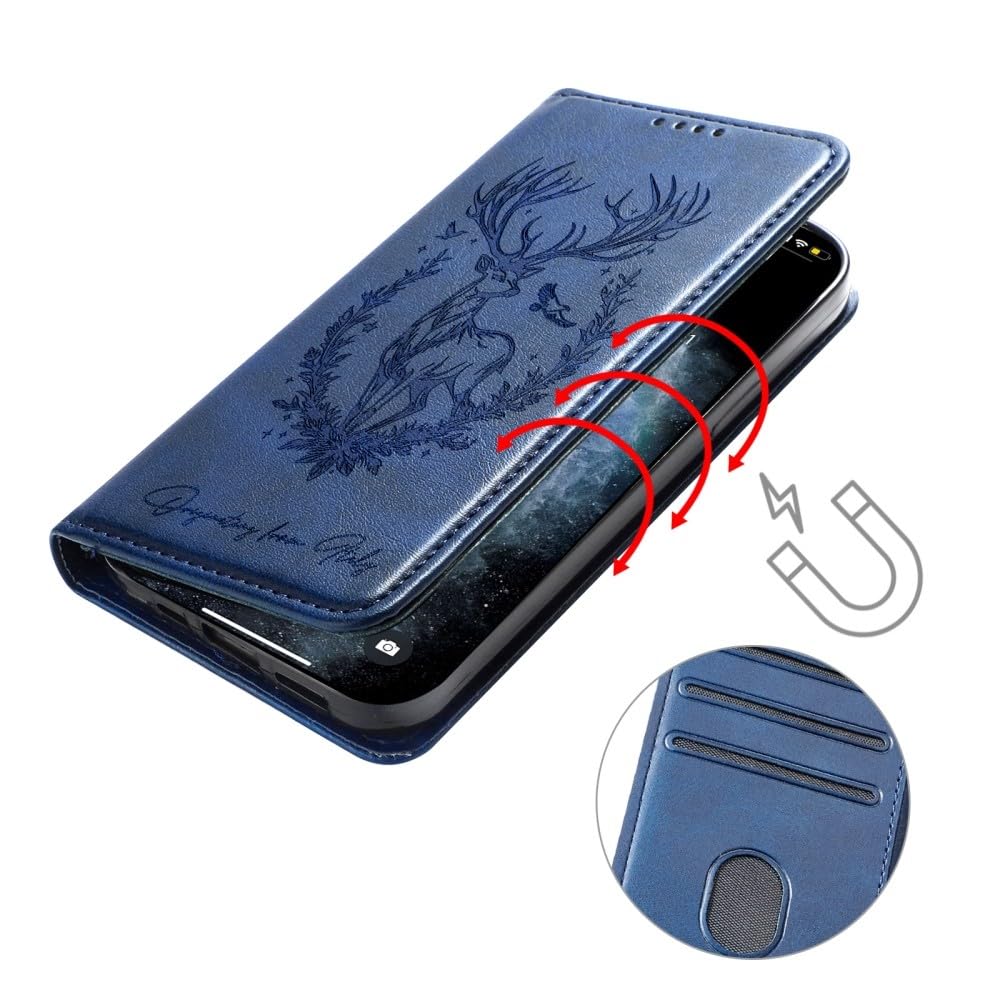 Compatible avec OPPO A94 5G (couleur : vert foncé) Étui portefeuille en cuir à rabat magnétique avec sangle