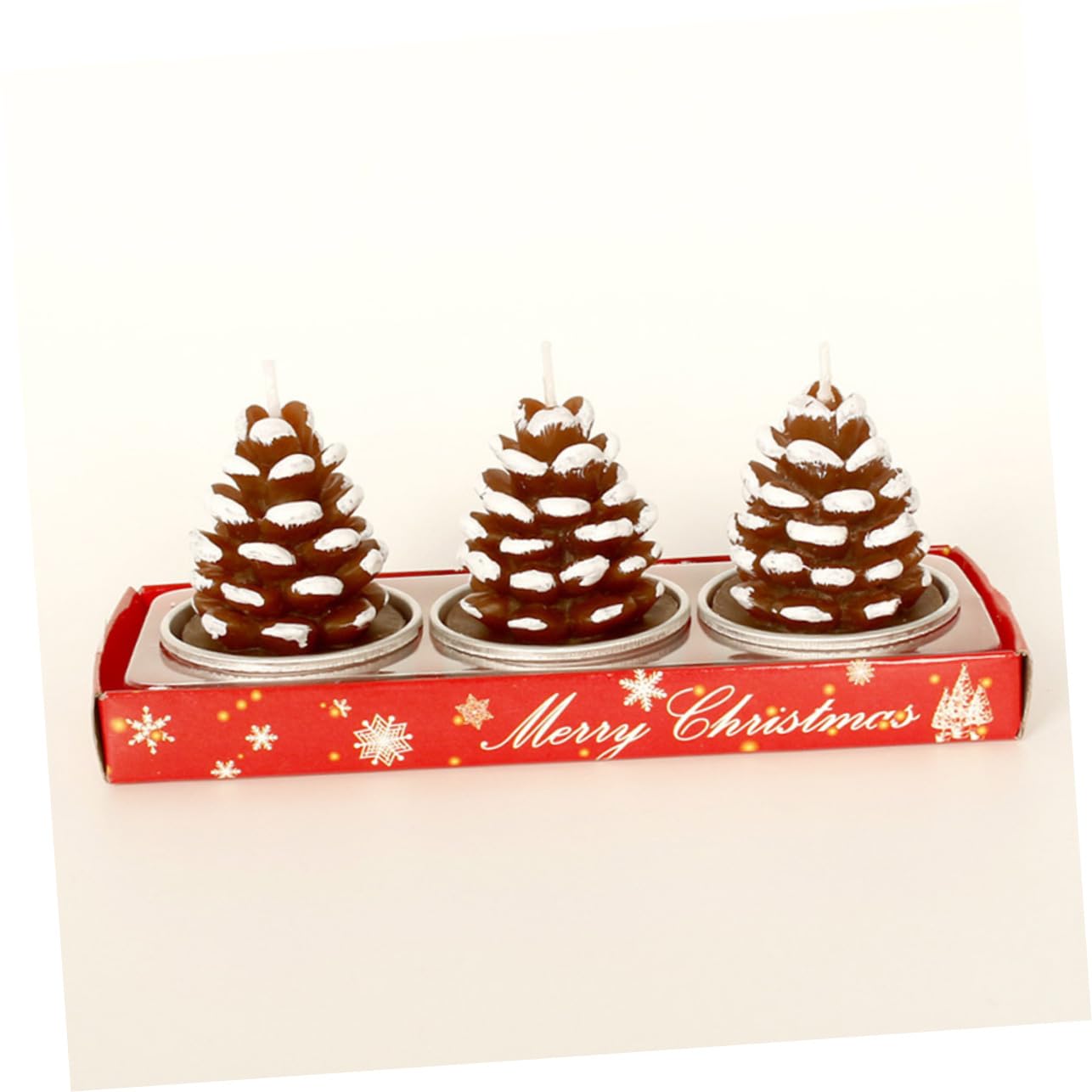 Amosfun 3pcs Christmas Tree Pine Cone Candles Decorative Decorations for Dinner Supplies Party Supplies Home Decor