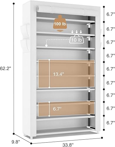 Miniatura 3 de Zapatero con cubiertas, organizador de zapatos de 10 niveles de gran capacidad, 40 pares de almacenamiento de zapatos que ahorra espacio,