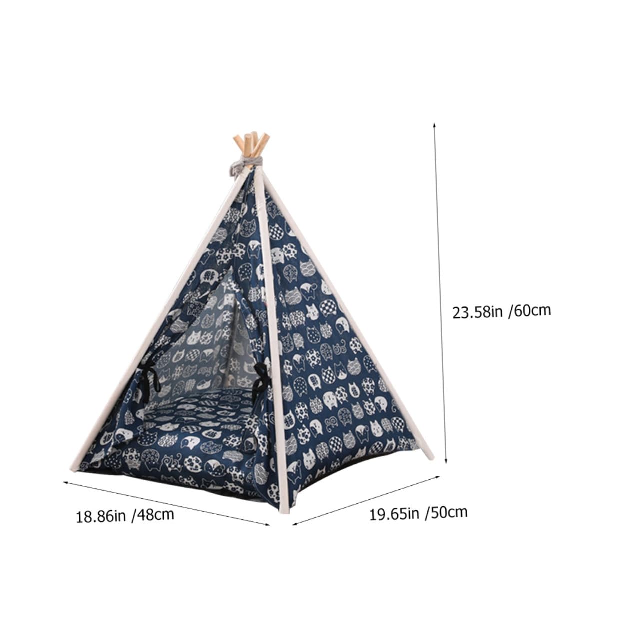 Tente pour Animaux de Compagnie en Lin et Bois, Lit Confortable pour Chien Intérieur et Extérieur avec Design Amovible et Protection la Lumière