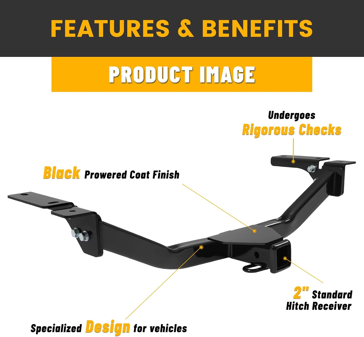 KUAFU Class 3 Trailer Hitch Compatible with 2007-2014 Ford Edge/ 2007-2015 Lincoln MKX Black Towing Hitch 2-Inch Receiver