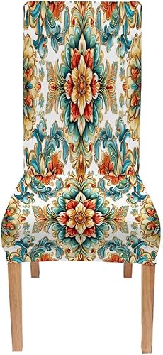 Miniatura 120 de TOMWISH Fundas para Sillas De Comedor 6, Fundas para sillas de comedor, pintura de arte abstracto, funda extraíble elástica de elastano para silla