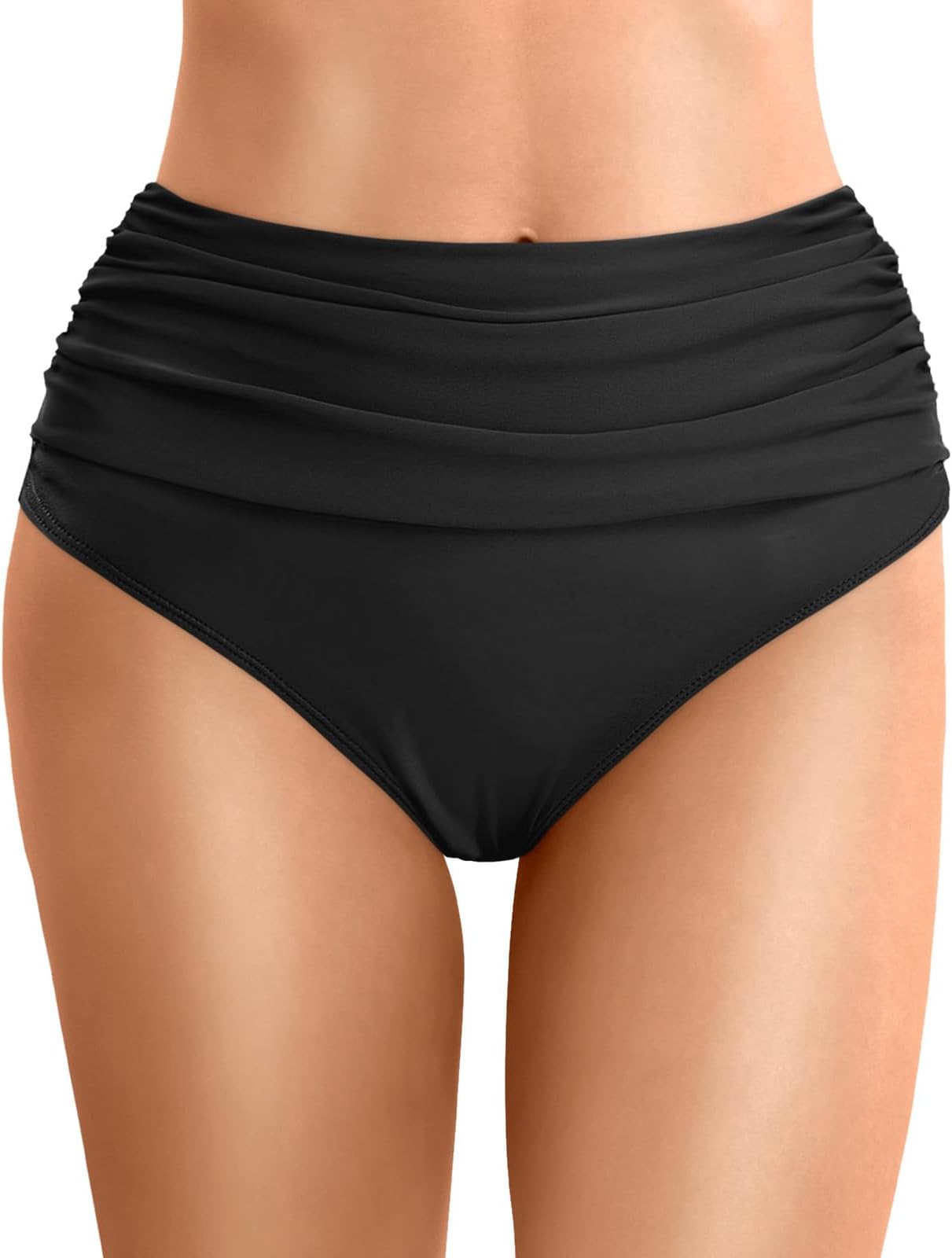 GenericHigh Waisted Tummy Control Swim Shorts for Women - Ladies Retro Bikini Bottoms UK