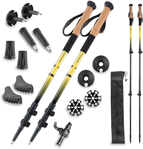 National Geographic - Bastones de senderismo y senderismo con puntas de acero de tungsteno y accesorios todo terreno, bastones ligeros y ajustables
