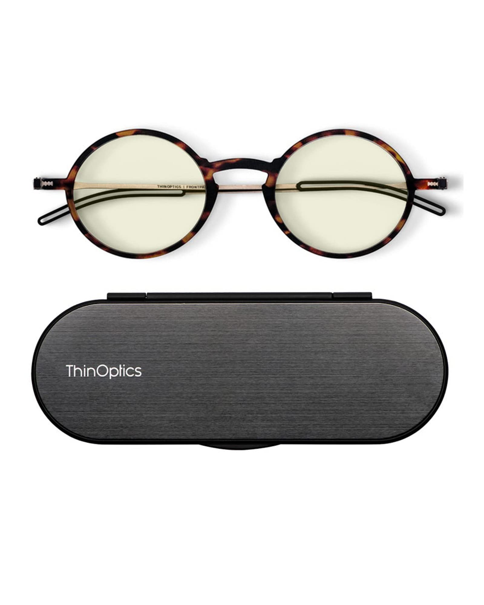 ThinOptics unisex-adult Manhattan Blue Light Blocker Reading Glasses + Milano Case