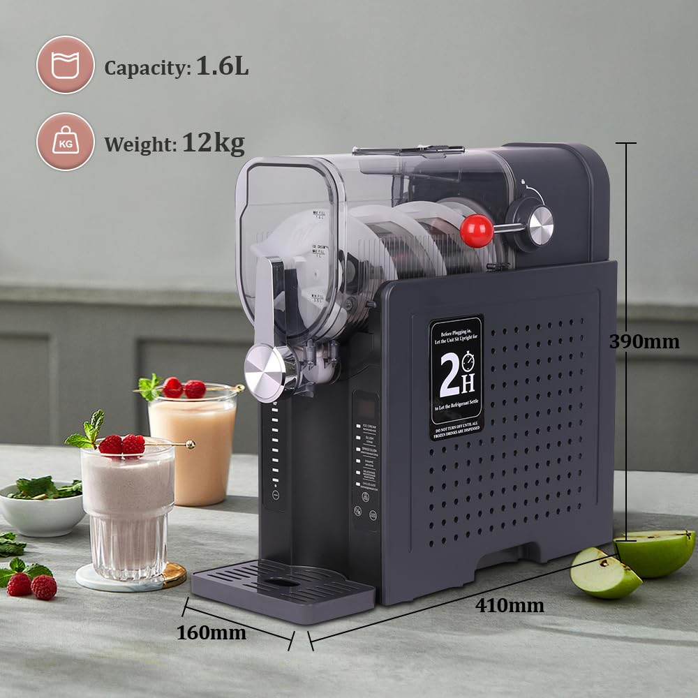Macchina per Bevande Ghiacciate 1,6L,6 Funzioni, Macchina Ghiaccio Casa Produce Sorbetti, Frullati, Granite,cocktail ghiacciati, frappé, frullati e succhi ghiacciati e altro ancora