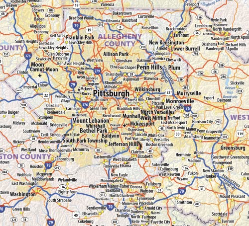 Pennsylvania Laminated Wall Map (54” Wide X 30” High) #TOP5